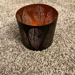 Bath & Body Works Black and Orange Candle Holder with Intricate Accents
